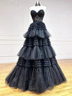 Adelyn |A-Line Sweetheart Tiered Long Tulle Prom Dress