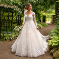 Vintage Wedding Dresses For Women Appliques Long Sleeves Bride Gowns Backless A Line Vestidos De Noiva Mariage