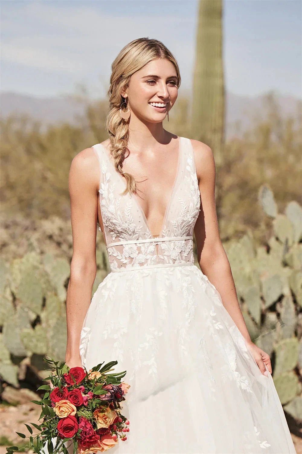 Pastrol  Wedding Dresses V-neck Backless Tulle For Women 2023 Bride A-LINE Appliques Vestidos De Novia Made To Order