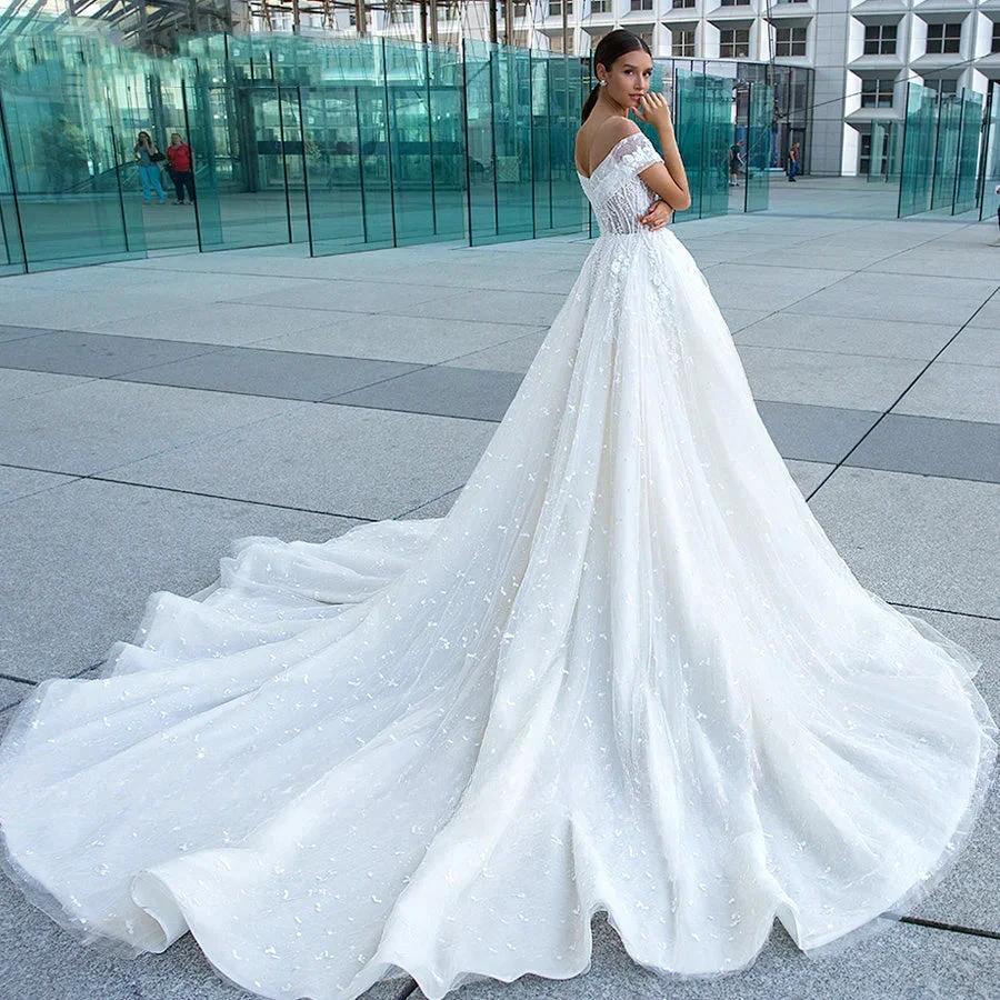 Sexy Sweetheart Lace Wedding Dresses Women's V-neck Decal Princess Wedding Formal Party 2023 Off Shoulder Beaded Romantic Bridal