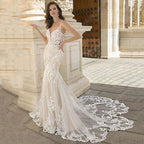 RODDRSYA Gorgeously Mermaid Wedding Dress For Bride Tulle Lace Appliques Court Train Sexy Wedding Gowns