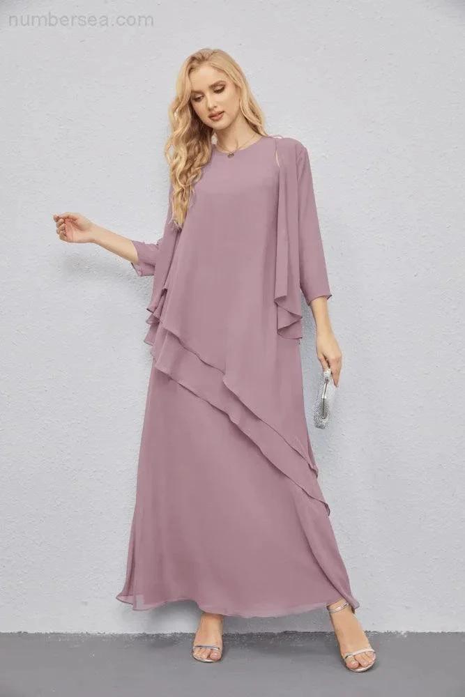 Mother of Bride Dresses with Open Front Lightweight Cardigan Formal Prom Gown  28081