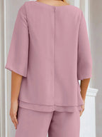 Sunnderly Elegant 2 Piece Mother of The Bride Dress Plus Size Pant Suits Ruffle Layers Sliver Housecoat SY28064