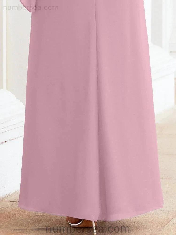 Sunnderly Formal Party Gown Dress Long Mother of The Bride Dresses with Ruffle Cape SY28026