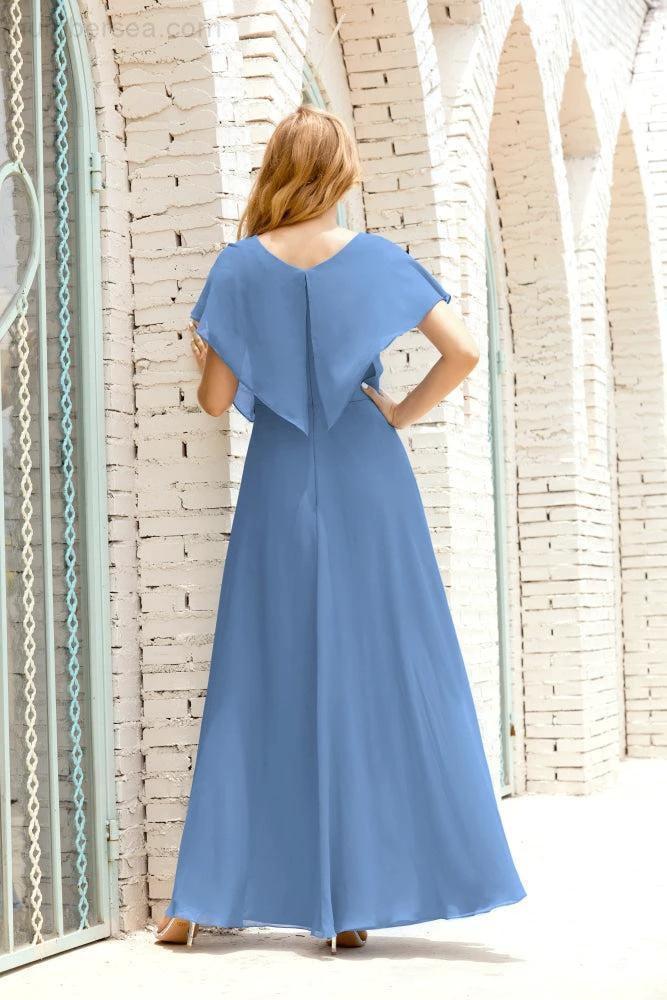 Numbersea  Mother of The Bride Dresses Plus Size V-Neck Floor Length Formal Prom Dress for Wedding Guest 28020