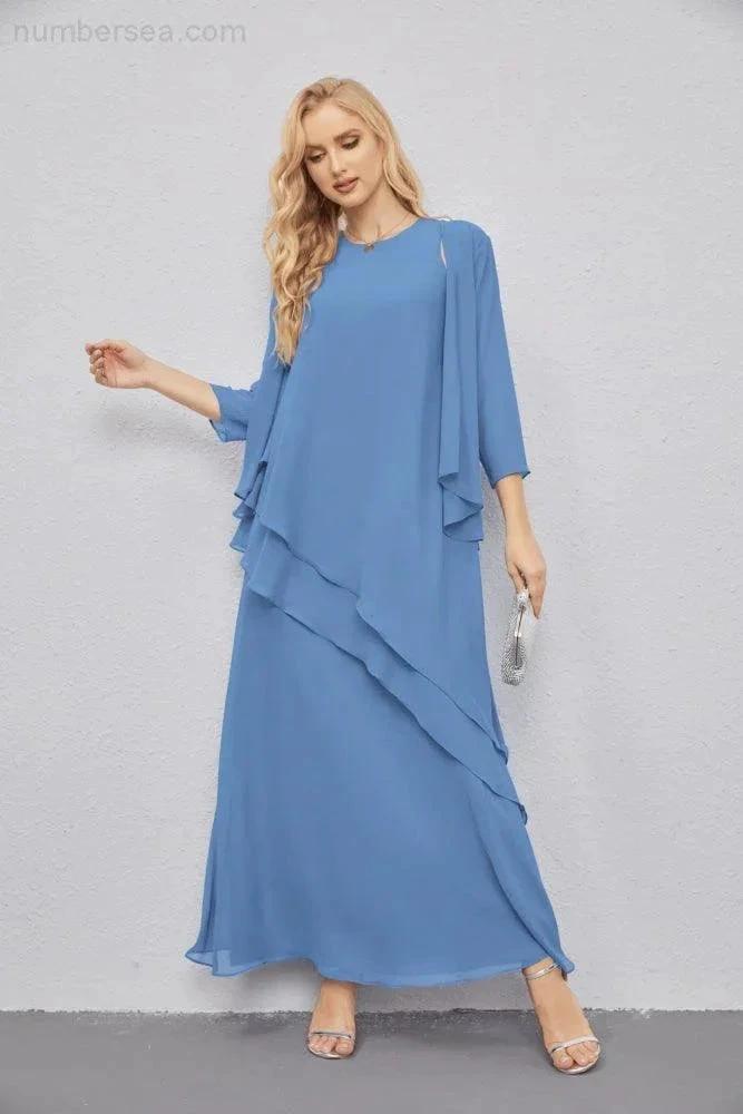 Mother of Bride Dresses with Open Front Lightweight Cardigan Formal Prom Gown  28081