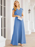 Sunnderly Bridesmaid Dresses Cape Formal Prom Dress Open Back Gowns for Mother of The Bride SY28058