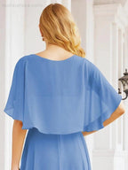 Numbersea Bridesmaid Dresses for Wedding Formal Evening Party Prom Gown with Cape 28050