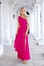 Ladies Chiffon One Shoulder Bridesmaid Evening Dress Wedding Party Evening Dress 28133