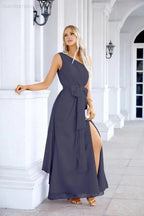 Ladies Chiffon One Shoulder Bridesmaid Evening Dress Wedding Party Evening Dress 28133