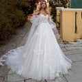 Tulle Princess Wedding Dress Puff Sleeves Off Shoulder Bridal Gown Sweetheart Appliques Lace vestidos de noiva