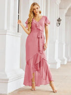 Numbersea Ruffled Bridesmaid Dresses Mermaid Formal Violin Evening Party Prom Gowns 28042