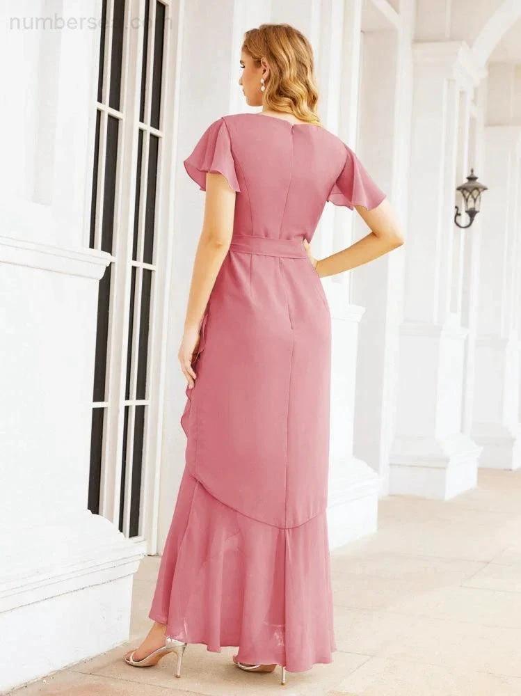 Numbersea Ruffled Bridesmaid Dresses Mermaid Formal Violin Evening Party Prom Gowns 28042