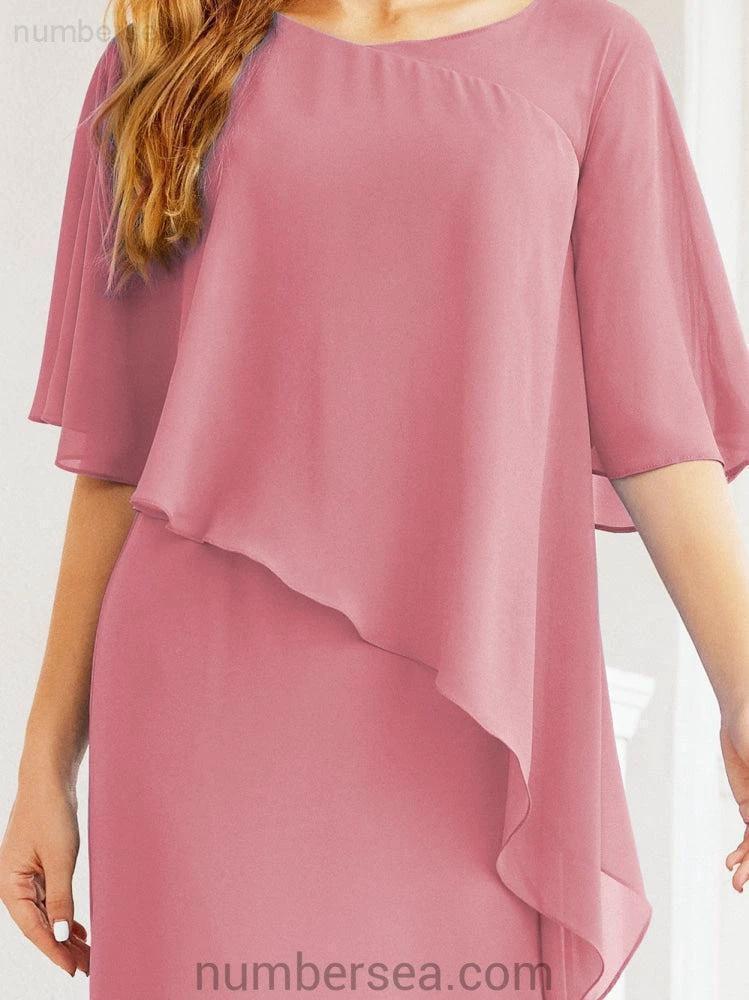 Sunnderly Formal Party Gown Dress Long Mother of The Bride Dresses with Ruffle Cape SY28026