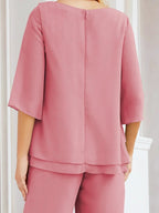 Sunnderly Elegant 2 Piece Mother of The Bride Dress Plus Size Pant Suits Ruffle Layers Sliver Housecoat SY28064