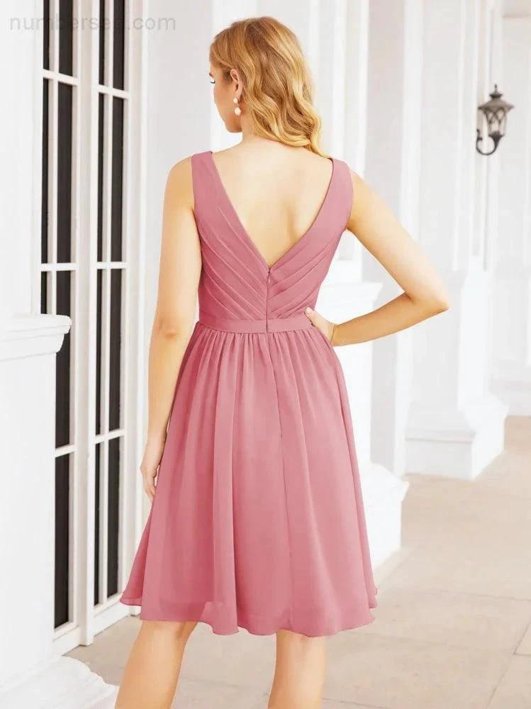 Numbersea Homecoming Dresses Knee Length Skirt V Back 28062