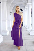 Ladies Chiffon One Shoulder Bridesmaid Evening Dress Wedding Party Evening Dress 28133