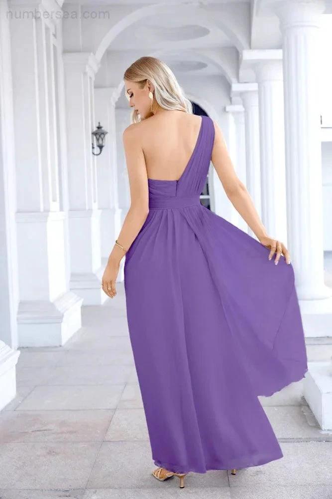 Ladies Chiffon One Shoulder Bridesmaid Evening Dress Wedding Party Evening Dress 28133