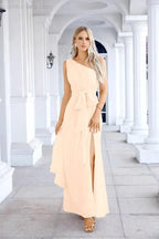 Ladies Chiffon One Shoulder Bridesmaid Evening Dress Wedding Party Evening Dress 28133