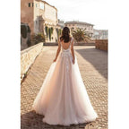 Wedding Dresses Beach Wedding Women Sexy V Large Decal 3D Flower Tulle Sleeveless Bridal Gowns Vestido De Novia Robe Mariée