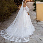 Tulle Princess Wedding Dress Puff Sleeves Off Shoulder Bridal Gown Sweetheart Appliques Lace vestidos de noiva