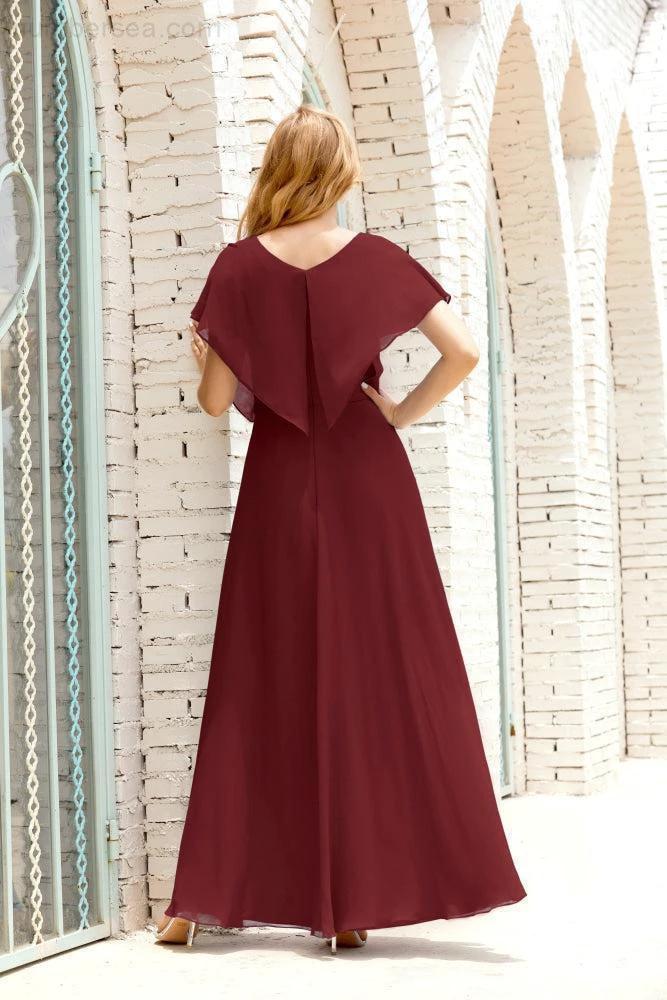Numbersea  Mother of The Bride Dresses Plus Size V-Neck Floor Length Formal Prom Dress for Wedding Guest 28020