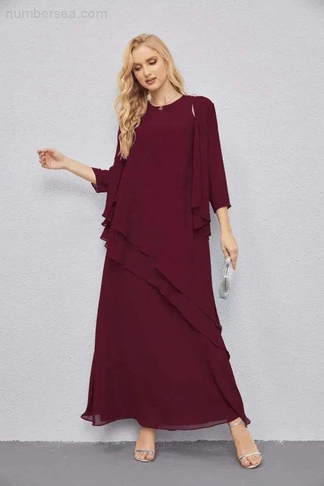 Mother of Bride Dresses with Open Front Lightweight Cardigan Formal Prom Gown  28081