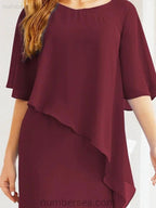 Sunnderly Formal Party Gown Dress Long Mother of The Bride Dresses with Ruffle Cape SY28026