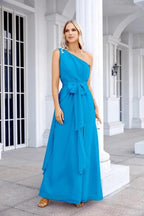 Ladies Chiffon One Shoulder Bridesmaid Evening Dress Wedding Party Evening Dress 28133