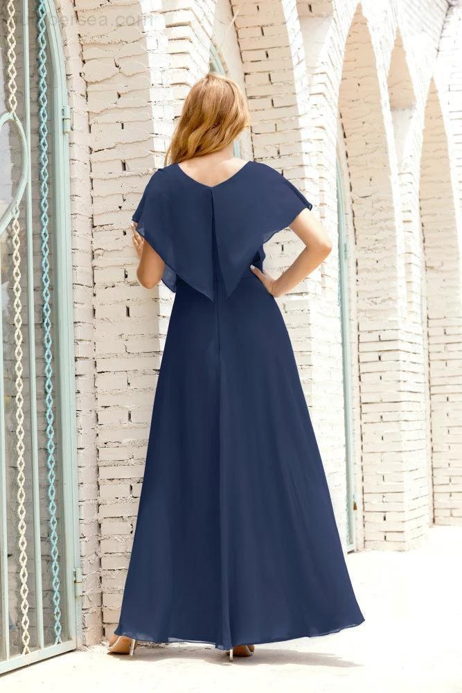 Numbersea  Mother of The Bride Dresses Plus Size V-Neck Floor Length Formal Prom Dress for Wedding Guest 28020