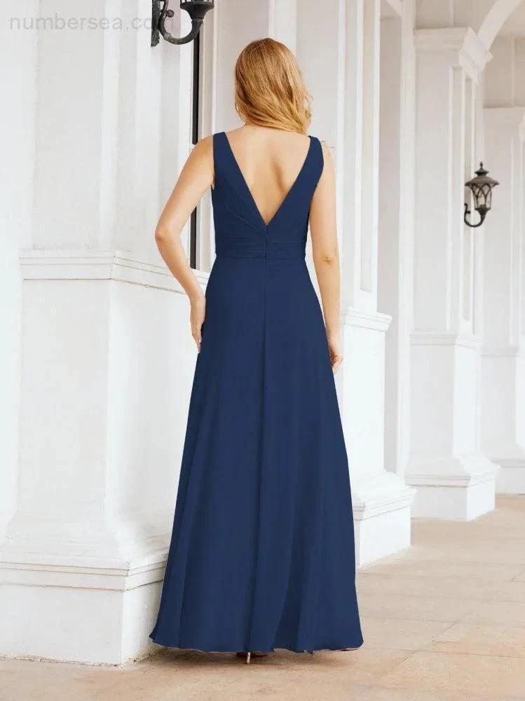 Numbersea Bridesmaid Dresses for Wedding Ruffles Long Formal Prom Gowns 28039