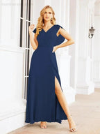 Sunnderly Bridesmaid Dresses Cape Formal Prom Dress Open Back Gowns for Mother of The Bride SY28058