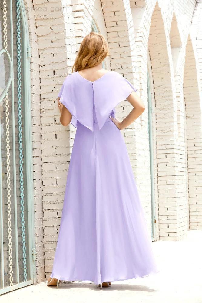 Numbersea  Mother of The Bride Dresses Plus Size V-Neck Floor Length Formal Prom Dress for Wedding Guest 28020