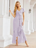 Numbersea Ruffled Bridesmaid Dresses Mermaid Formal Violin Evening Party Prom Gowns 28042