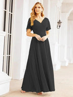 Numbersea Formal Prom Gowns for Mother of The Bride Short Sleeves Bridesmaid Dress 28049