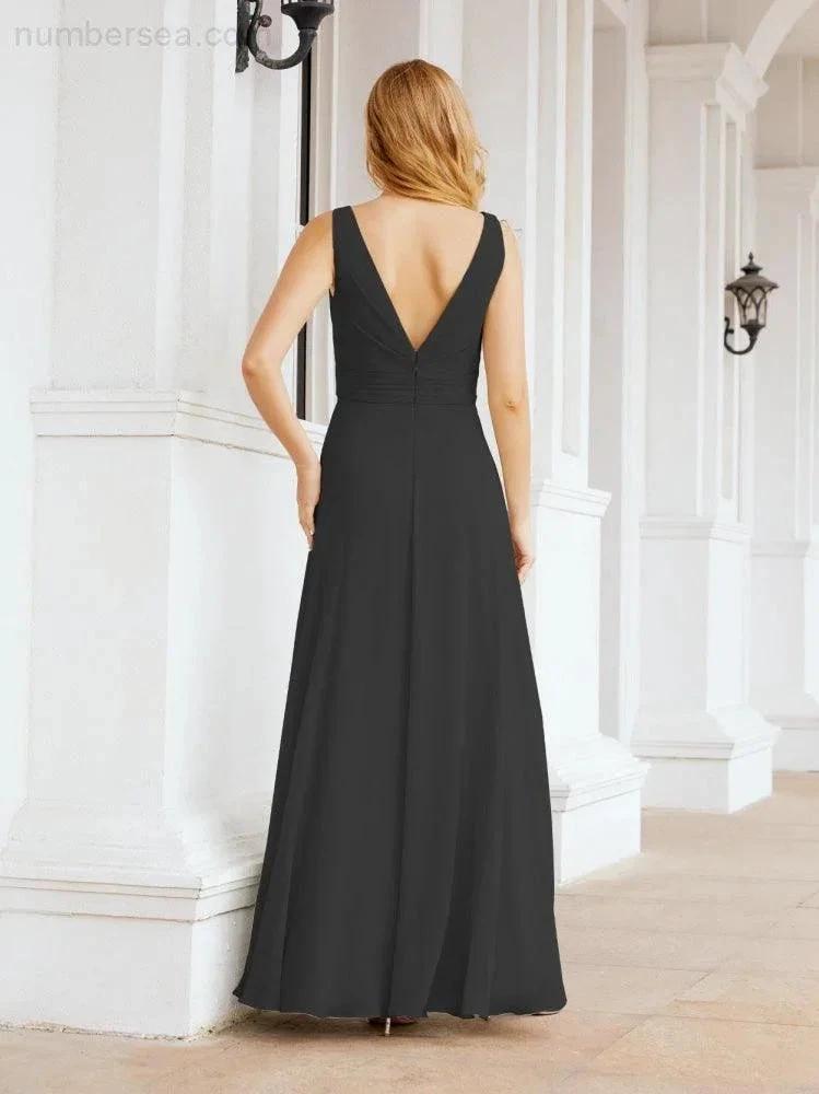 Numbersea Bridesmaid Dresses for Wedding Ruffles Long Formal Prom Gowns 28039