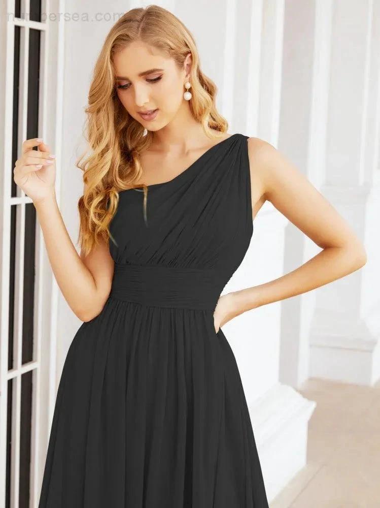 Numbersea One Shoulder Bridesmaid Dresses Long Maxi Formal Evening Party Prom Gowns 28061