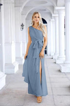 Ladies Chiffon One Shoulder Bridesmaid Evening Dress Wedding Party Evening Dress 28133