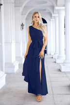 Ladies Chiffon One Shoulder Bridesmaid Evening Dress Wedding Party Evening Dress 28133