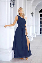 Ladies Chiffon One Shoulder Bridesmaid Evening Dress Wedding Party Evening Dress 28133
