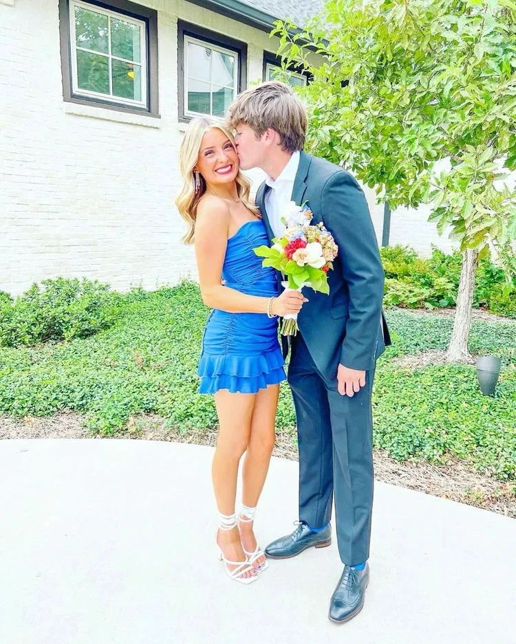 Lovely Strapless Royal Blue Homecoming Dress Cocktail Dress Y4330