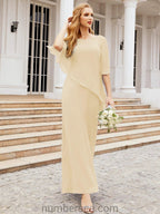 Sunnderly Formal Party Gown Dress Long Mother of The Bride Dresses with Ruffle Cape SY28026
