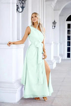 Ladies Chiffon One Shoulder Bridesmaid Evening Dress Wedding Party Evening Dress 28133