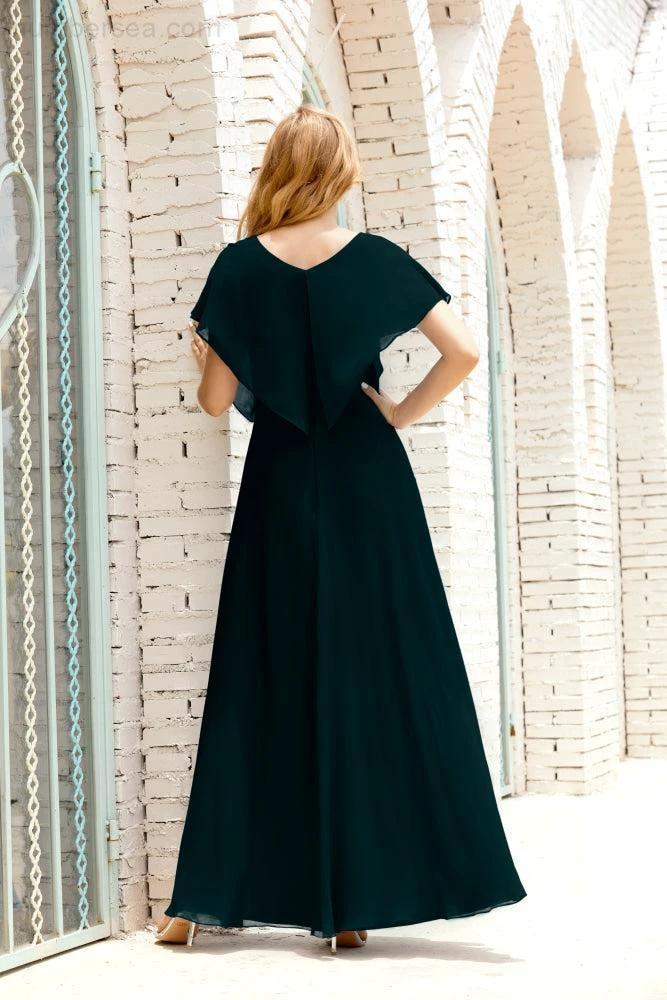 Numbersea  Mother of The Bride Dresses Plus Size V-Neck Floor Length Formal Prom Dress for Wedding Guest 28020