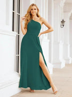 Numbersea One Shoulder Bridesmaid Dresses Long Formal Prom Gowns 28048