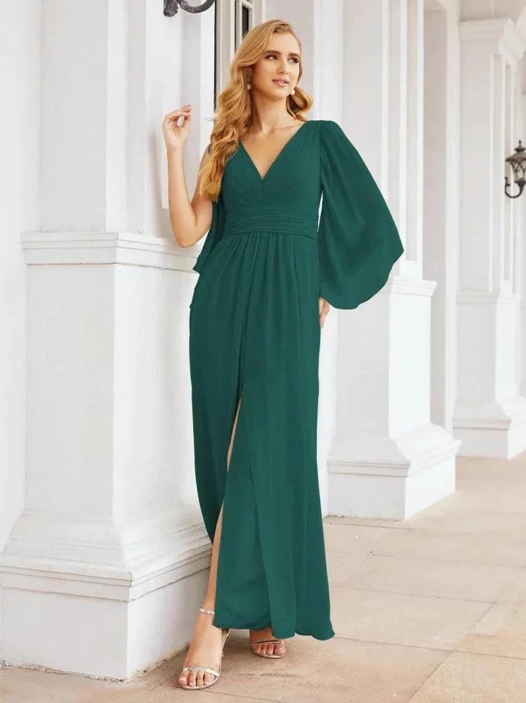Numbersea Bridesmaid Dresses with Split for Wedding Party Flutter Sleeves 28045