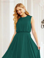 Numbersea Sleeveless Long Bridesmaid Dress A line Formal Evening Prom Gown 28025