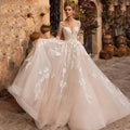 Sexy V-Neck Applique Wedding Dress Lace 2023 Illusion Long Sleeve A-Line Princess Bride Dress Bohemia Vestido De Noiva Women's
