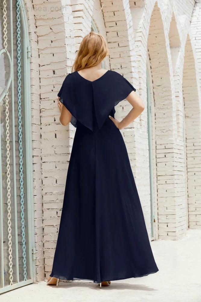 Numbersea  Mother of The Bride Dresses Plus Size V-Neck Floor Length Formal Prom Dress for Wedding Guest 28020