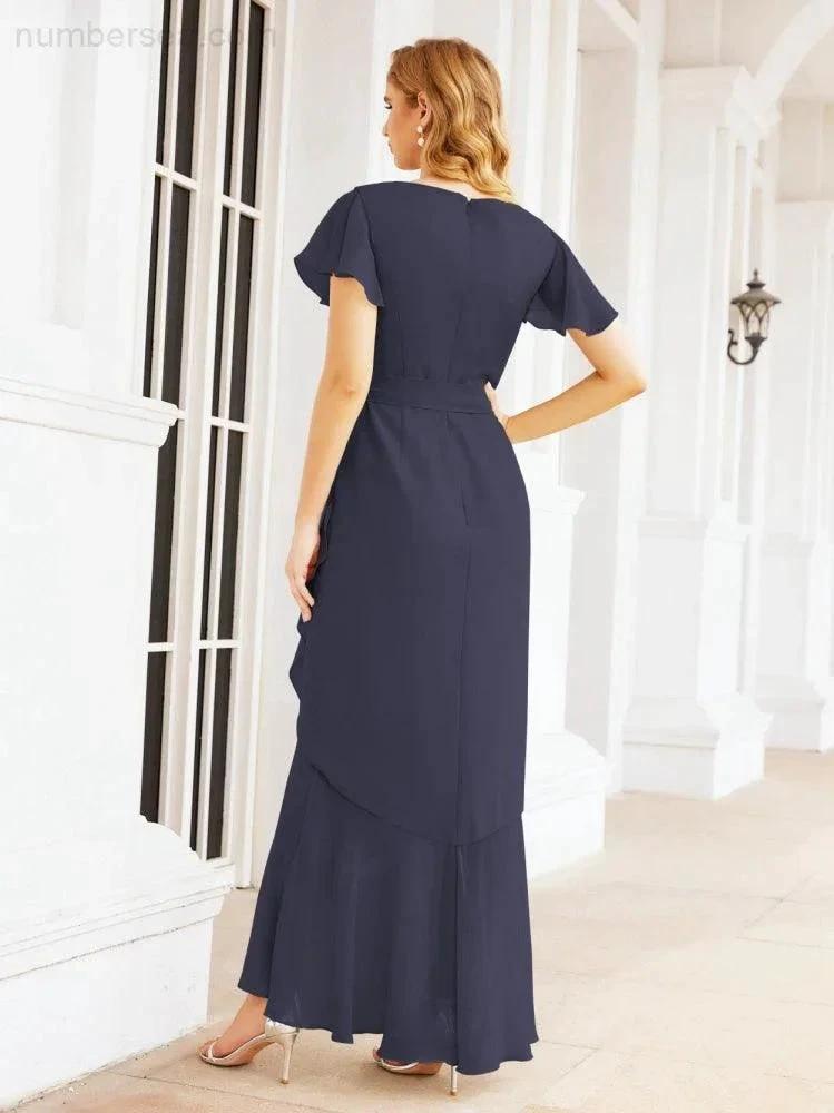 Numbersea Ruffled Bridesmaid Dresses Mermaid Formal Violin Evening Party Prom Gowns 28042